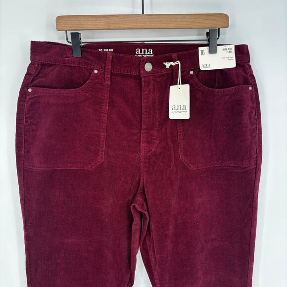 A.N.A NWT Madeira Wine High-Rise Flare Corduroy Pants Size 16 - Picture 3 of 5